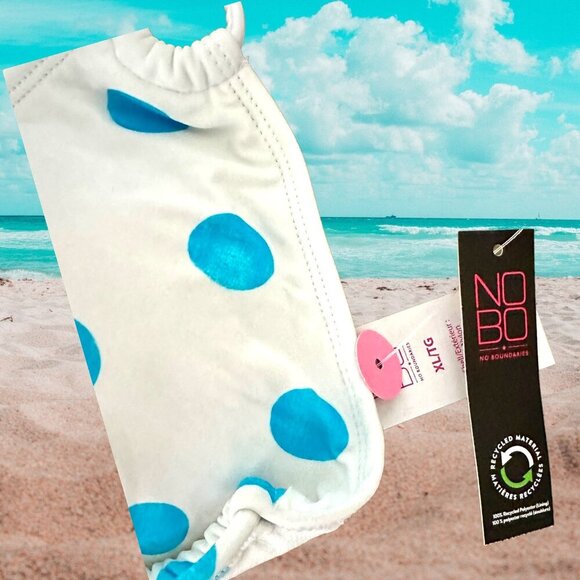 NWT - NOBO 2 Piece String Bikini - White w/Sky Blue Polka Dots - Size XL - Picture 6 of 8